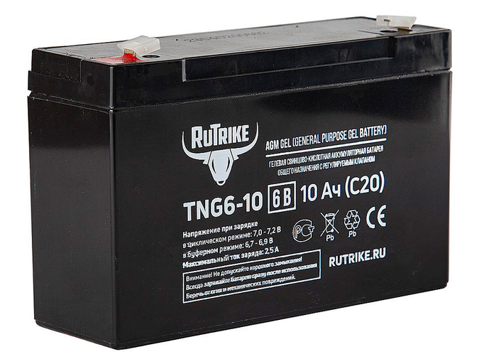 Тяговый аккумулятор RuTrike TNG6-10 (6V10A/H C20)