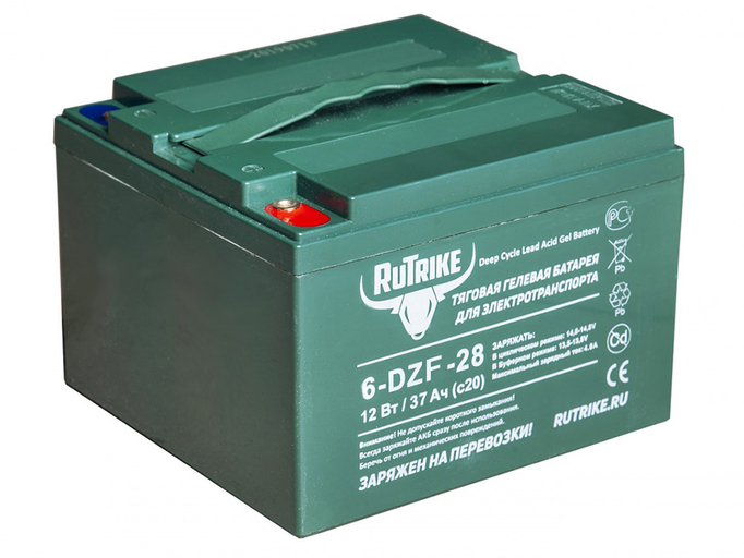 Свинцово-кислотный тяговый гелевый аккумулятор RuTrike 6-DZF-28 (12V28A/H C3)