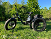 Электрический трицикл фэтбайк GreenCamel Трайк-F20 (500W 12Ah), Синий - Фото 5