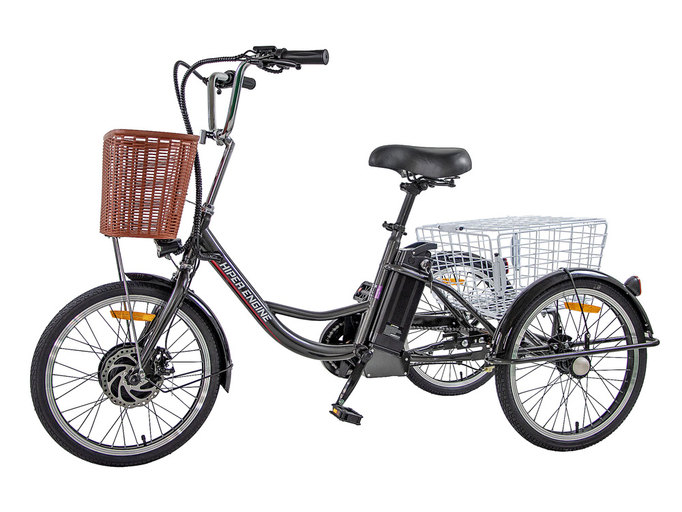 Взрослый грузовой велосипед-электровелосипед трицикл с корзиной